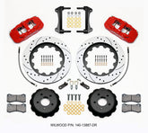 15-21 Ford Mustang Wilwood 140-13887-DR AERO6 Big Brake Front Brake Kit - Drilled, Red